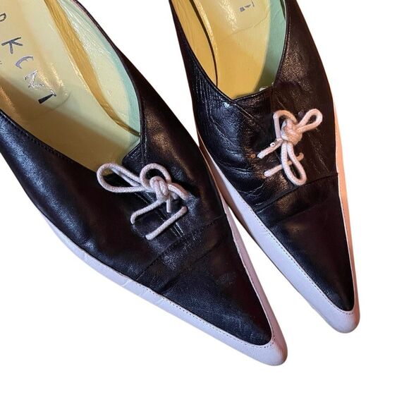 PETER KENT | black silver leather kitten heel mules 38 - Picture 10 of 13